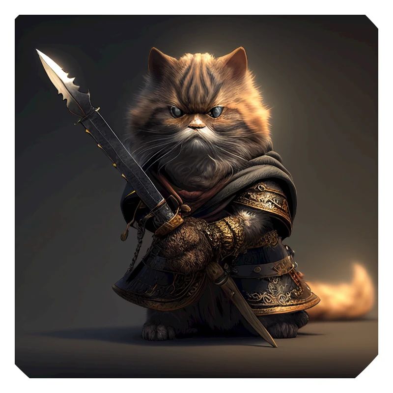 Chat samouraï avec épée