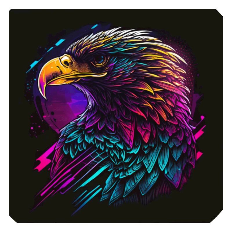 Eagle with neon colors, synthwave / 80s