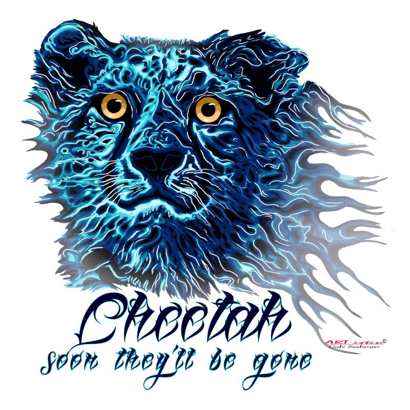 Neon Cheetah Blue Light Flames