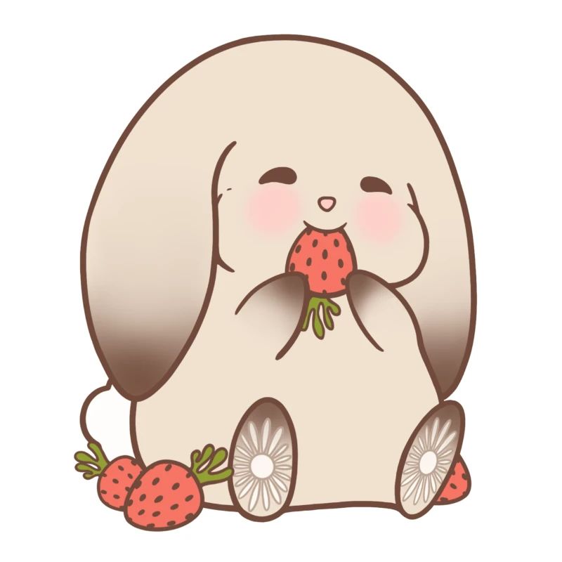Entzückender Hase, der Erdbeeren knabbert