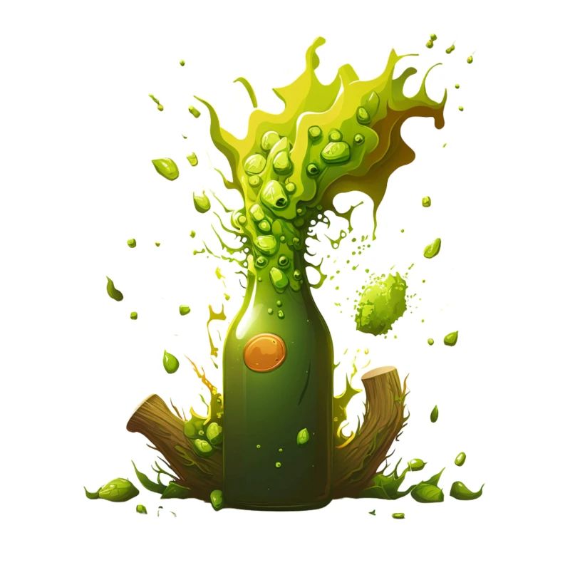 Explosion du houblon dans la bouteille de bière