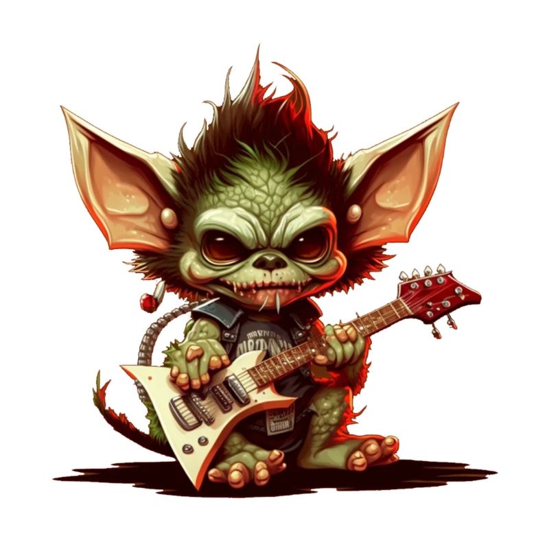 cute gremlins with rock guitar