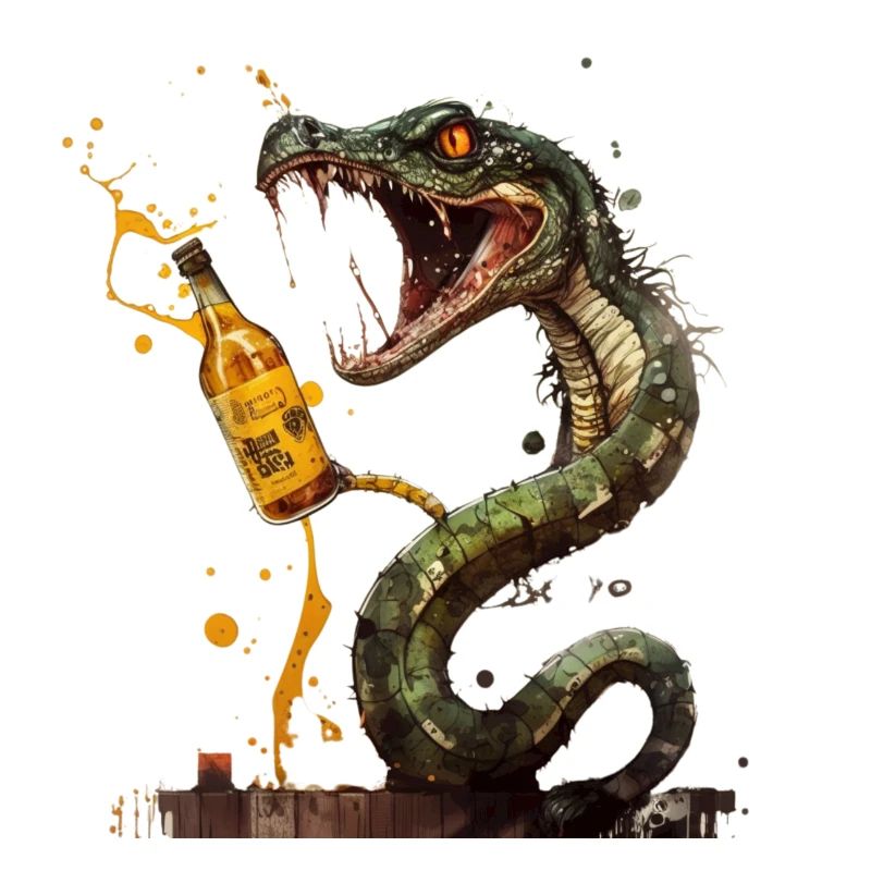 Dangerously cool snake with beer