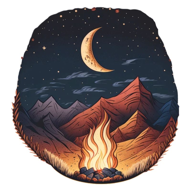 Campfire Starry Sky Moonlight Mountain