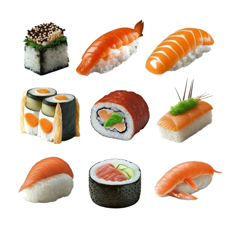 Différentes variantes de sushis