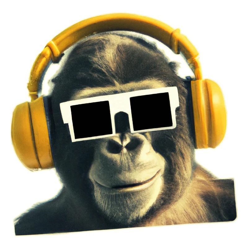 Cooler Affe mit Kopfhoerer und Brille