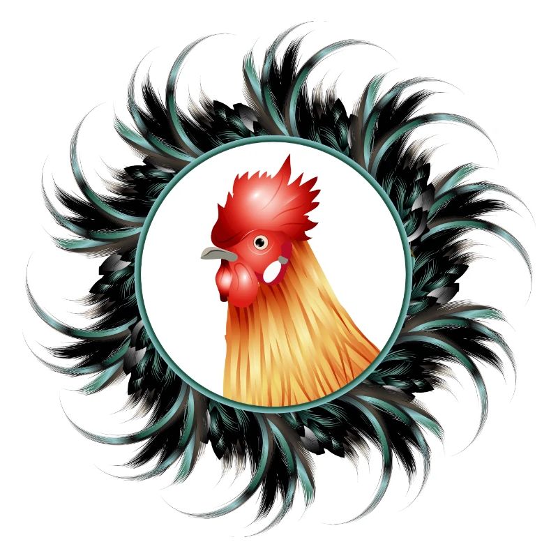 magnificent rooster in feather frame
