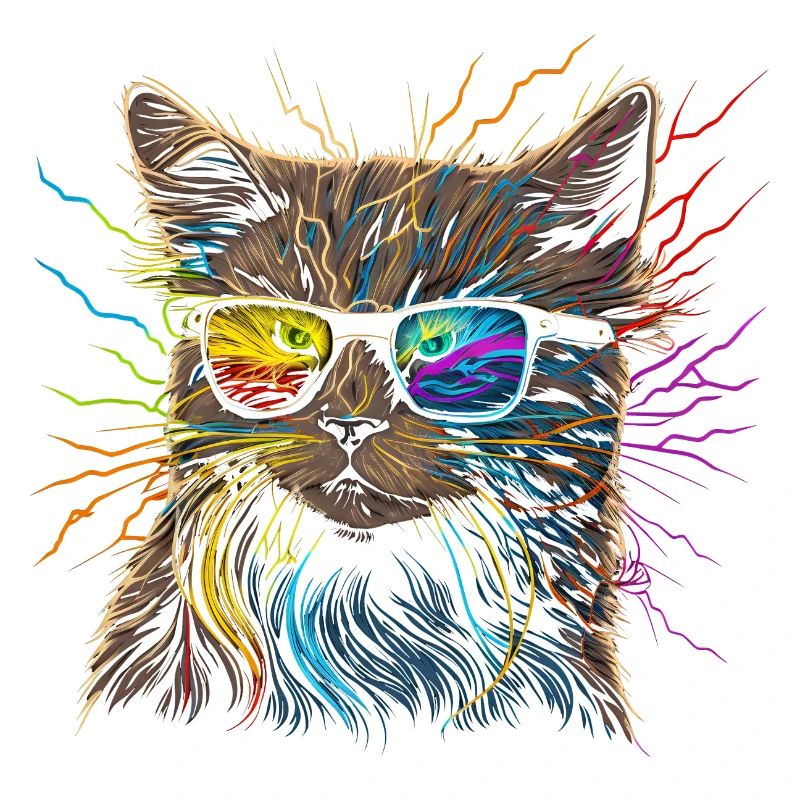 Watercolor Cat Katze Deko Kunst