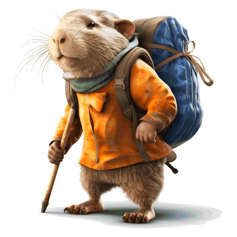 Mole rat is prepared for this hike