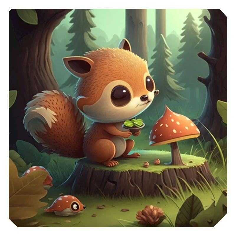 Cute squirrel eats in nature