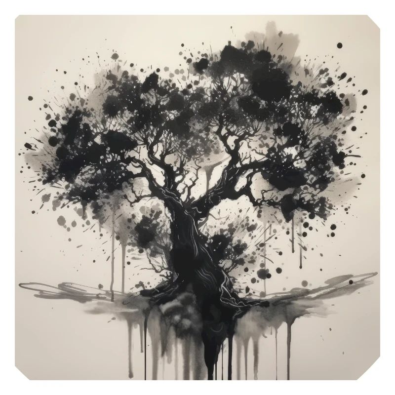 Arbre noir dans le style aquarelle