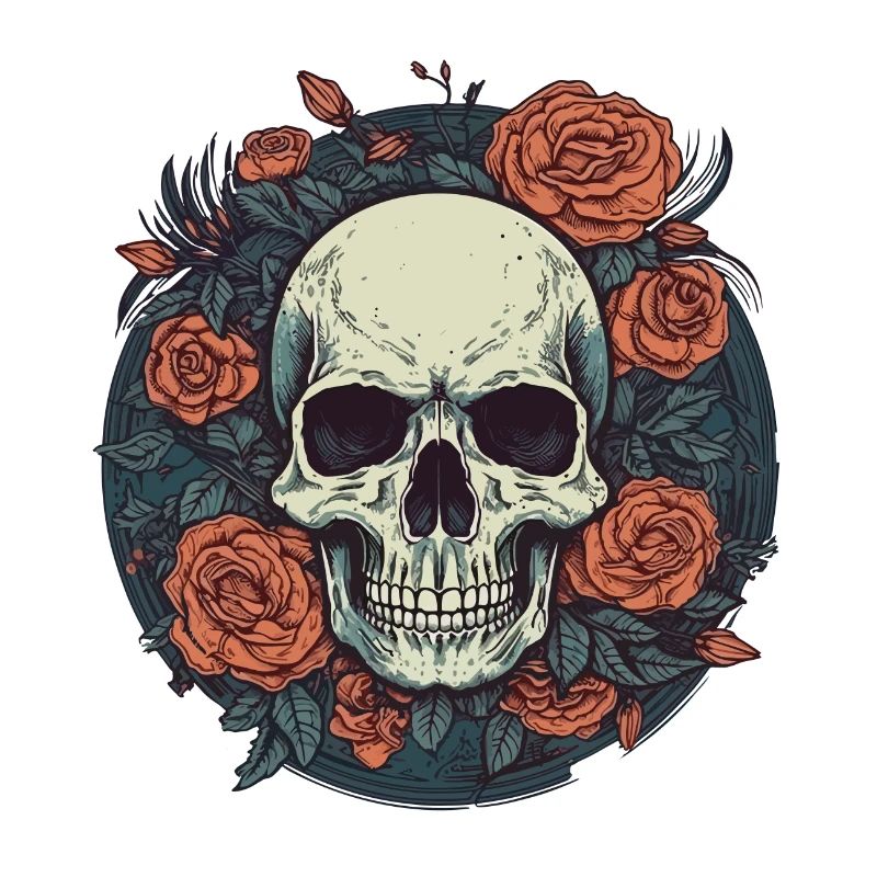 Skull and roses