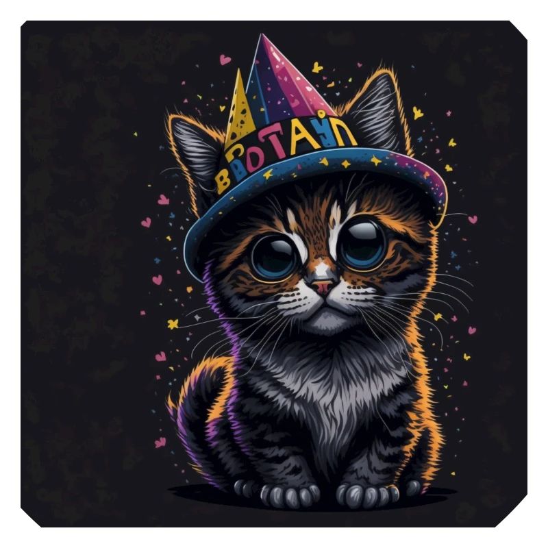 Chat avec chapeau d’anniversaire