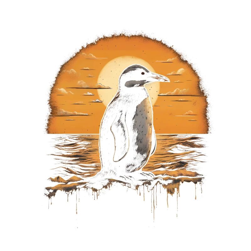 Penguin at sunset