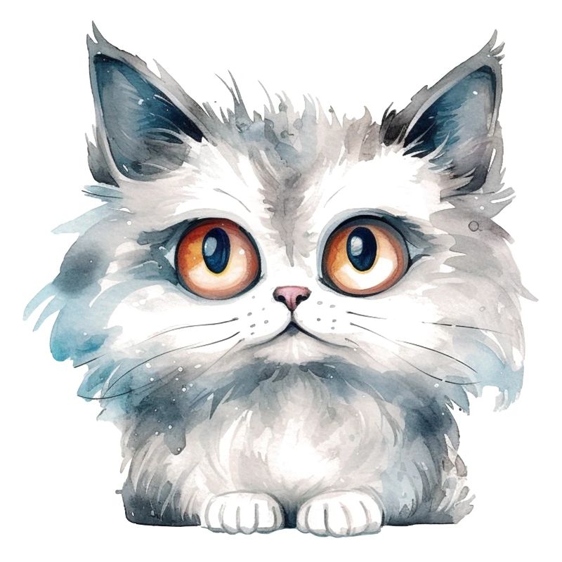 Dessin à l’aquarelle du chat des forêts norvégiennes