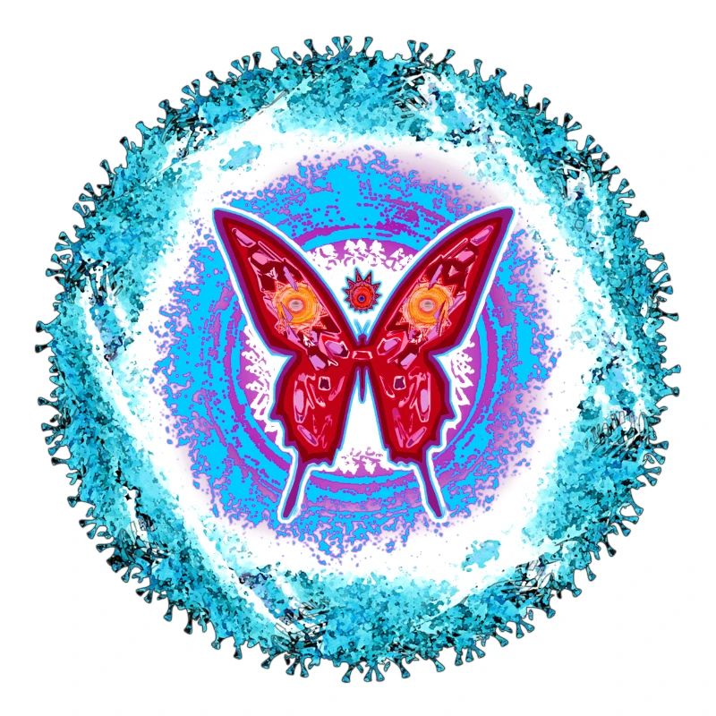 Glowing butterfly with mental pattern