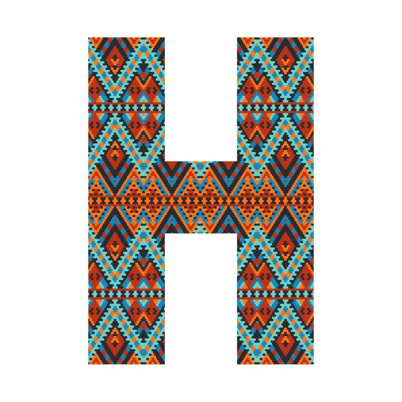 Letter H- boho design, Colorful monogram