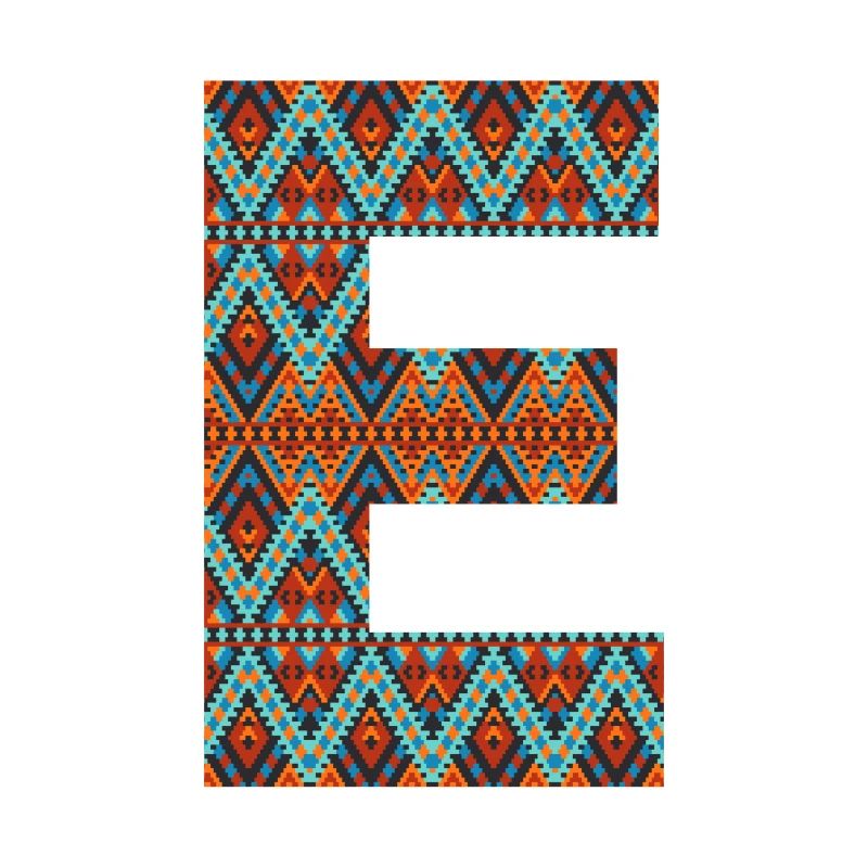 Letter E- boho design, Colorful monogram