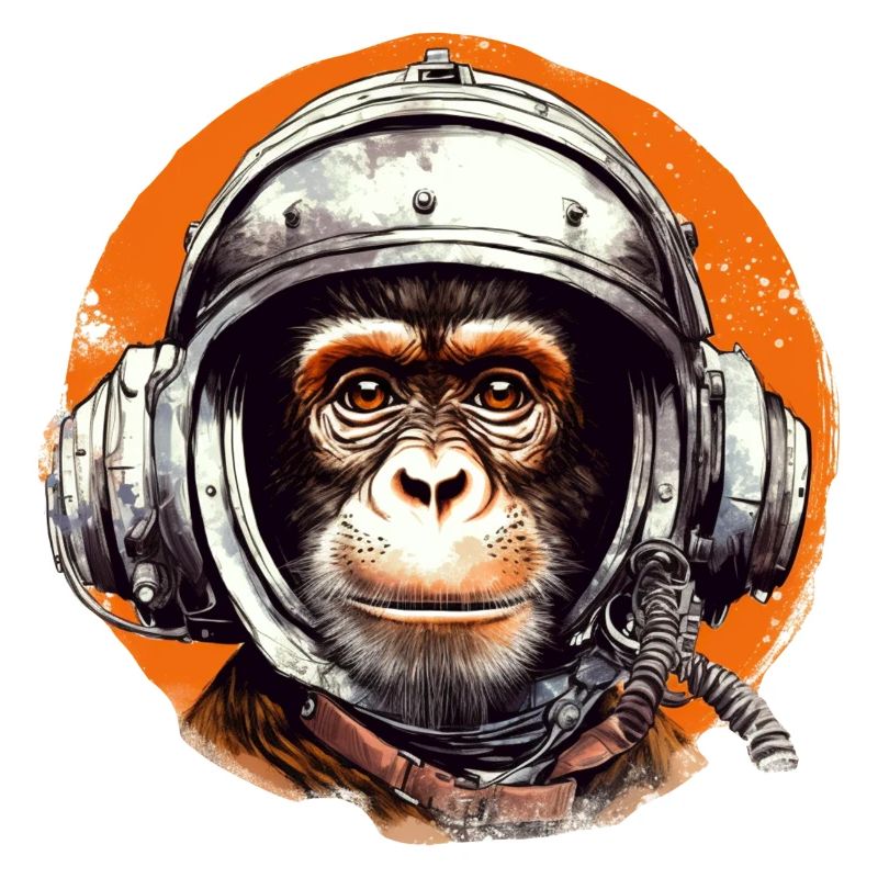 Space Monkey Retro Drawing