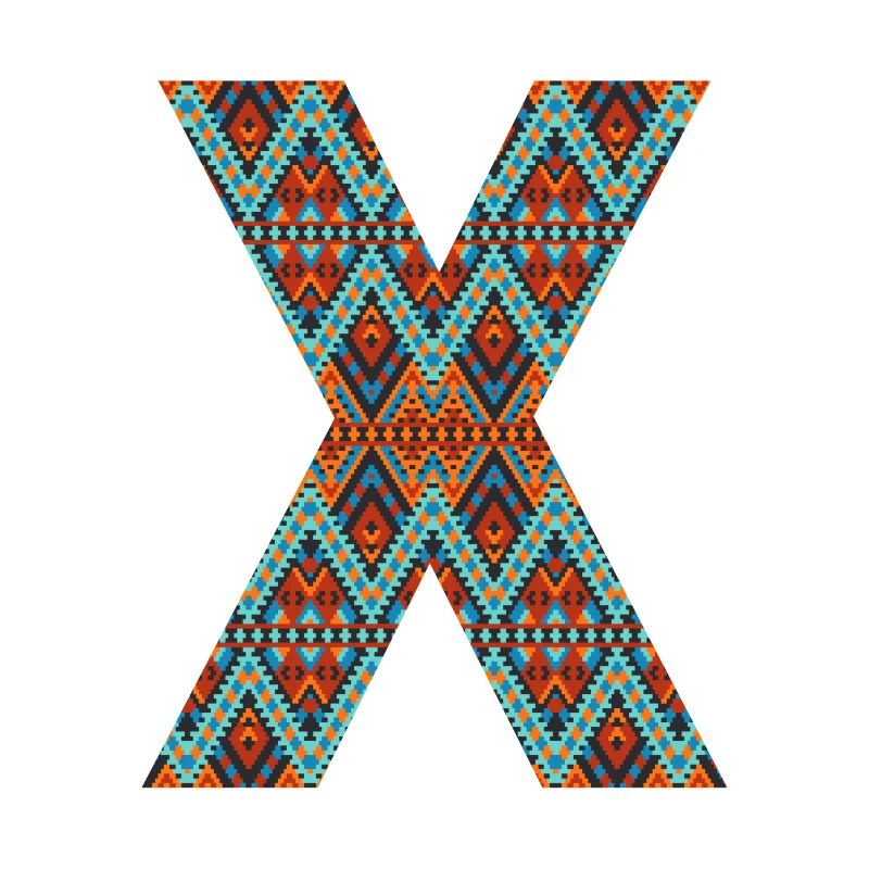 Buchstabe X- Boho-Design, buntes Monogramm