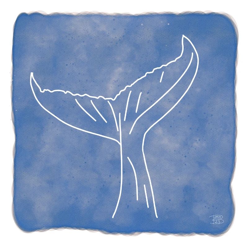 "Whale Fin", Boho Line Art Design, Series "Ocean"