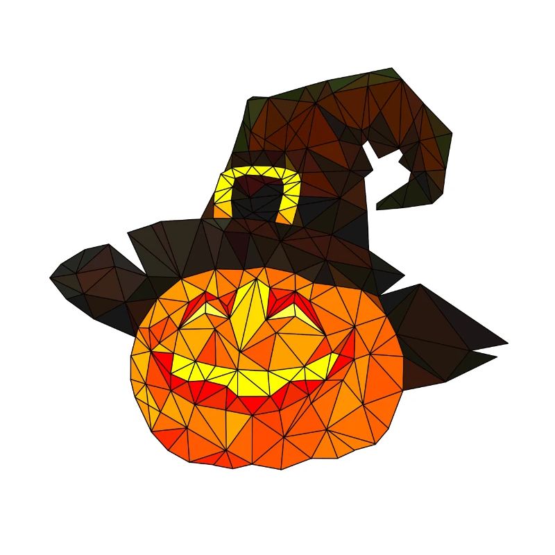 Polygonal Halloween Pumpkin Triangular Poly Art