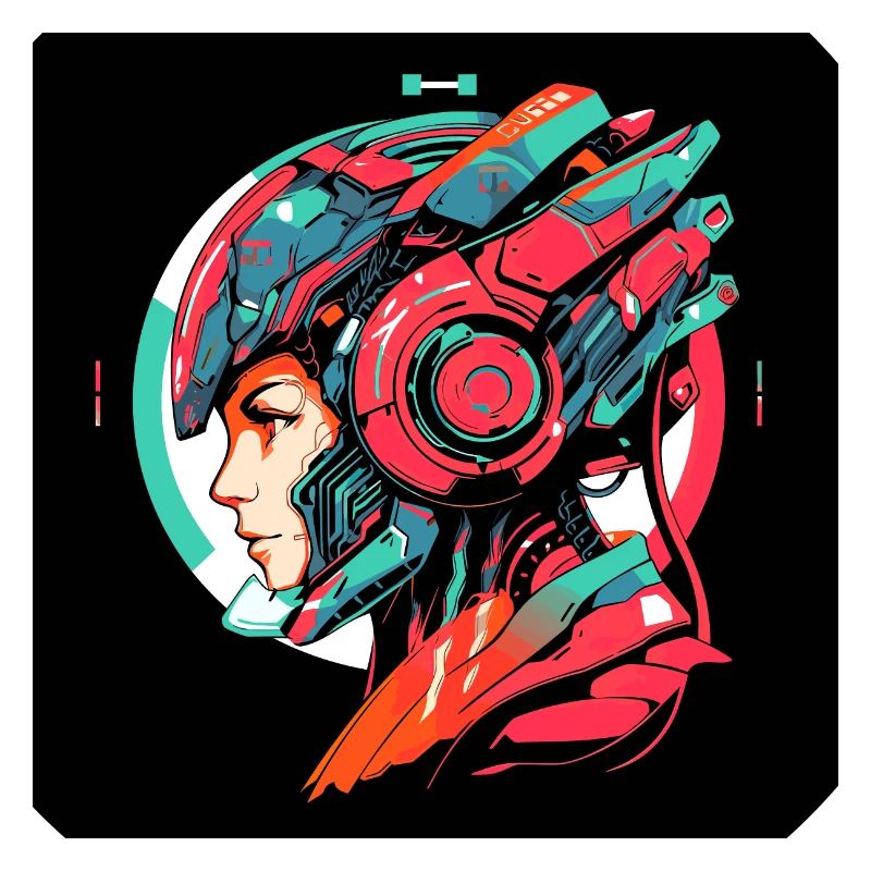 Futuristisches Samurai-Krieger-Pop-Art-Mädchen