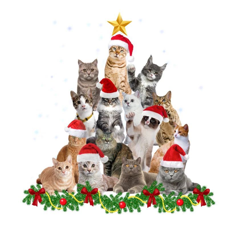 Funny cats Christmas tree