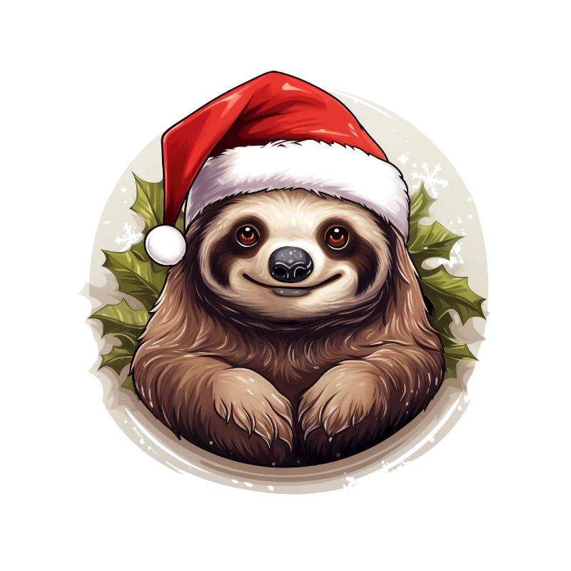 Santa Sloth funny Sloth with Christmas Hat