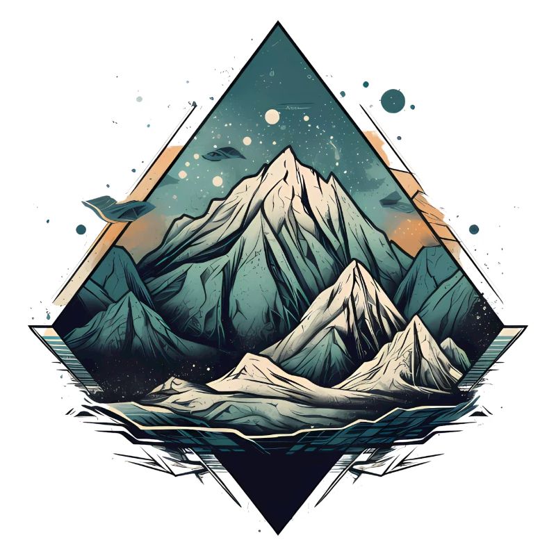 Mountain landscape with starry sky