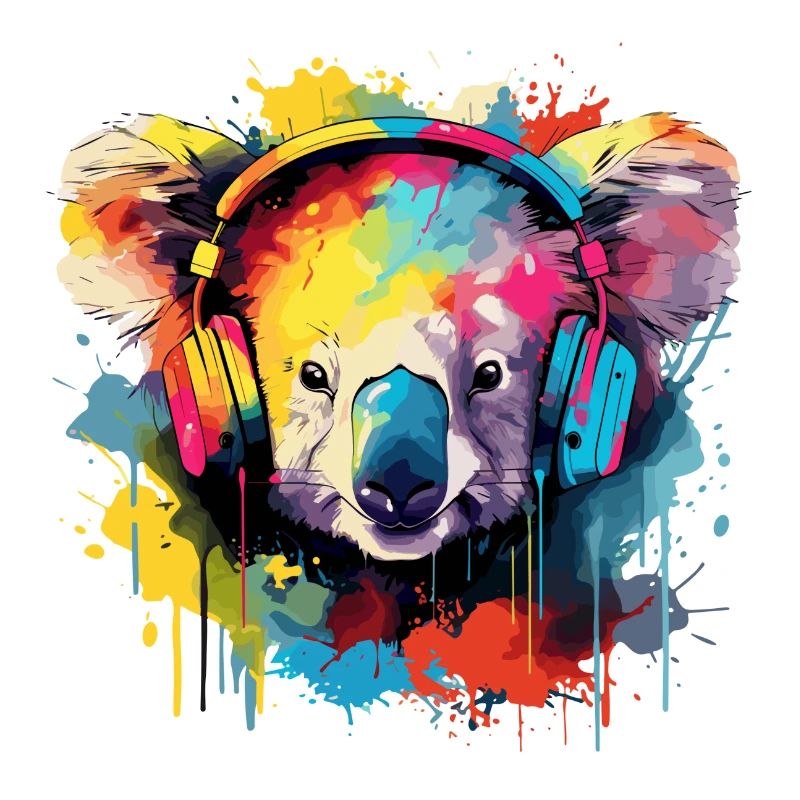 Koala mit Kopfhörer Musik Koala Bär