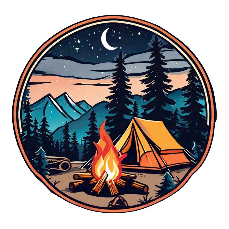 Camping, tent and campfire
