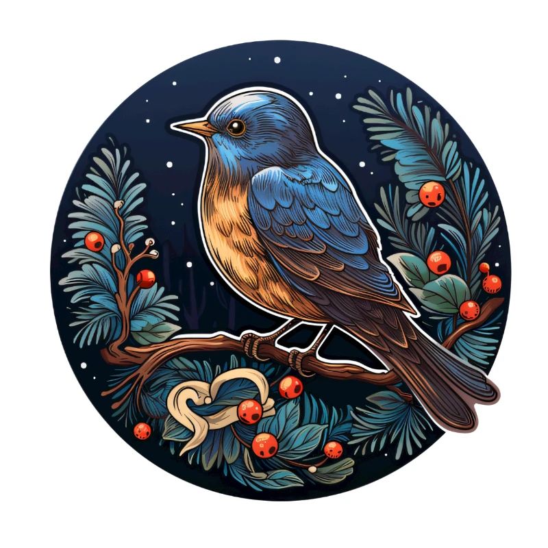 Winternacht mit Vogel