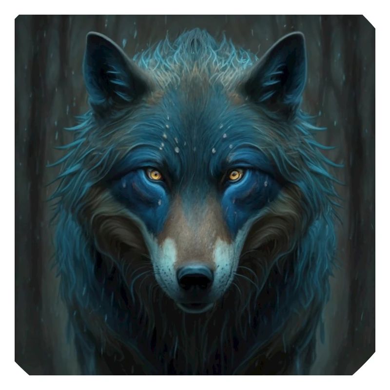 Blauer Wolf im Wald