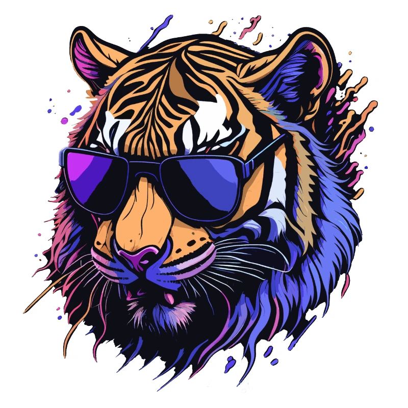 Retro cool tiger head