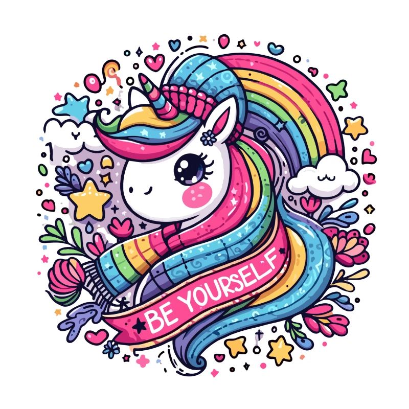 Regenbogen Einhorn Mütze und Schal Set - Sei du selbst