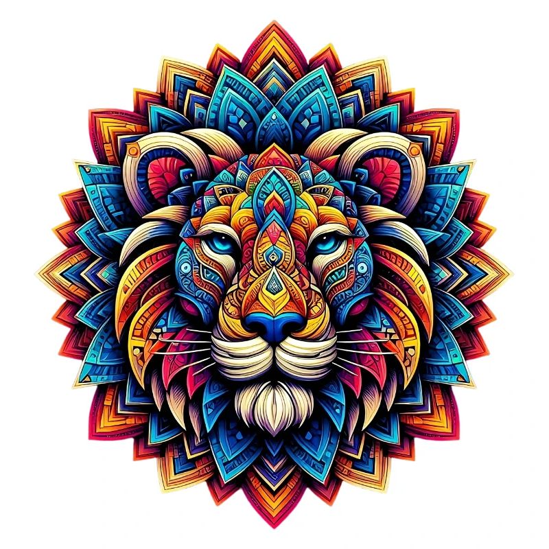 Lion décoré de mandalas