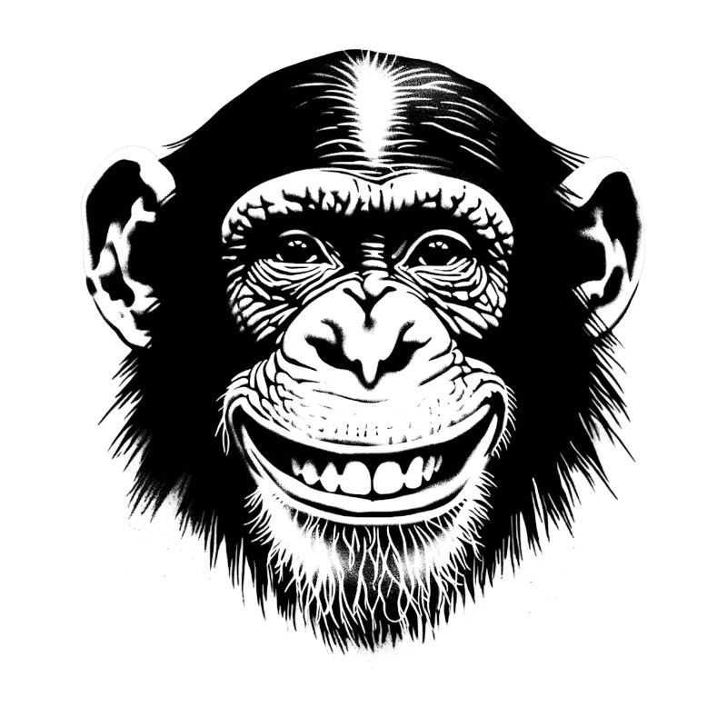 Laughing monkey chimpse rejoices