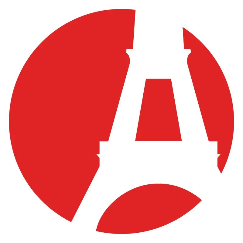 Die rote Silhouette des Eiffelturms Paris