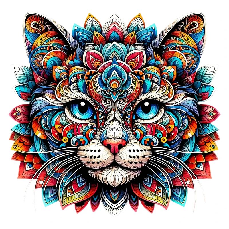 Chat décoré de Mandalas