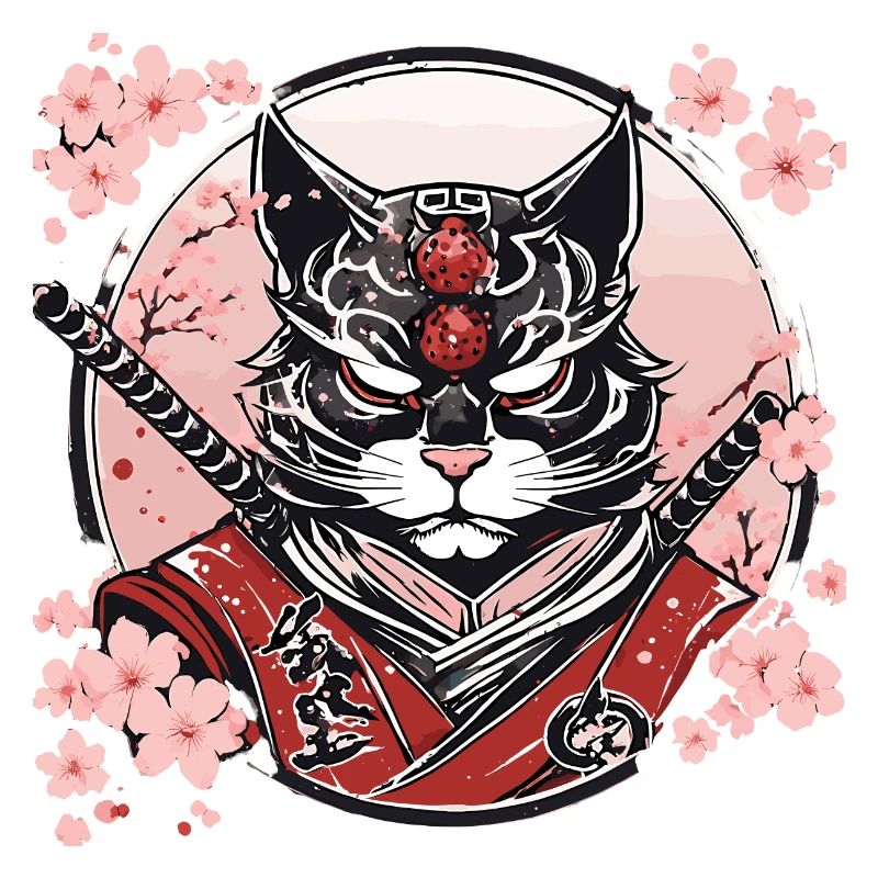 Dämonischer Kawaii Neko Samurai : Katzen-Samurai