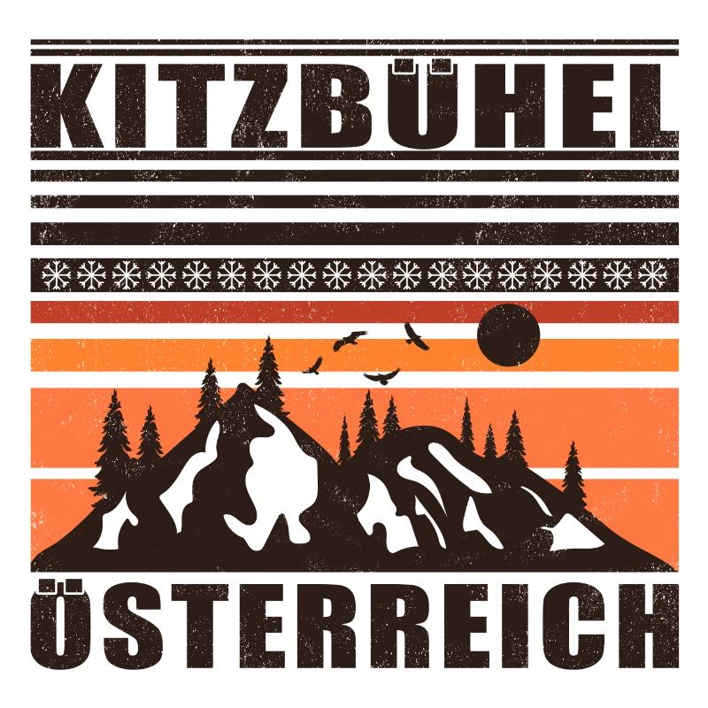 Kitzbühel Austria Retro Sunset Ski 80s