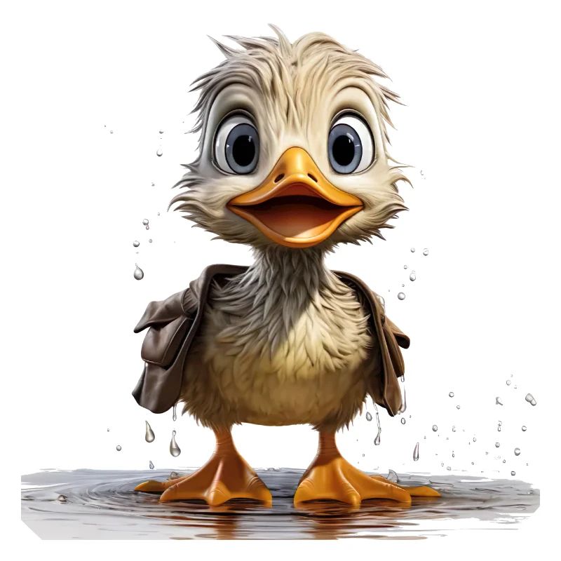 Funny duck soaking wet