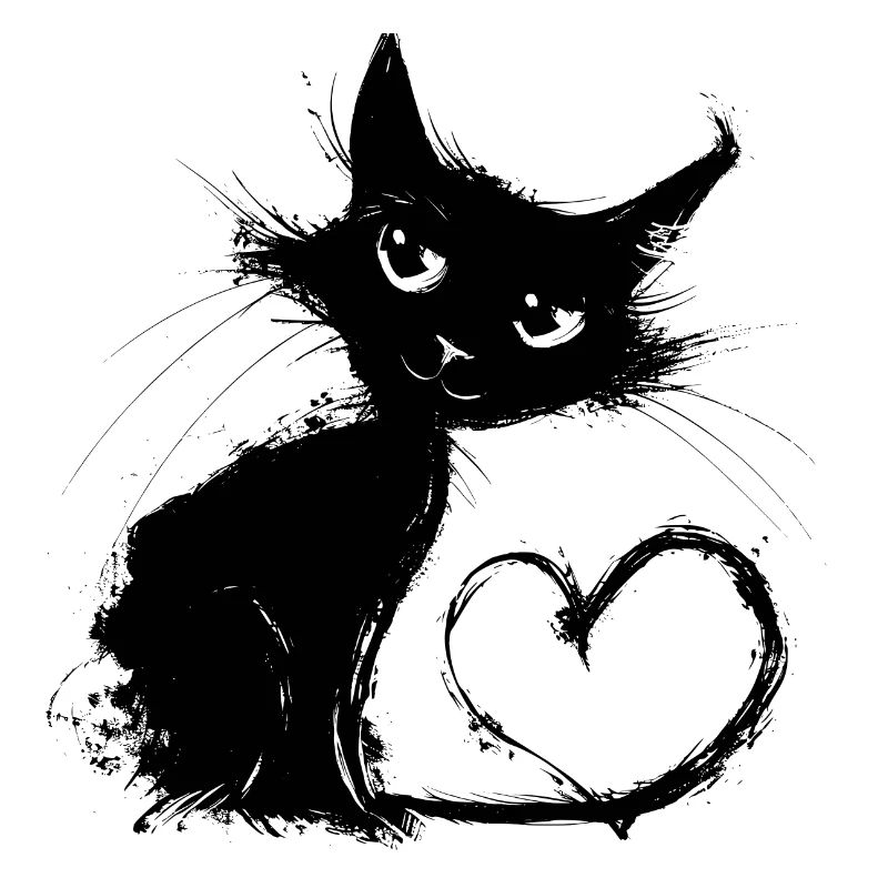 amour chat noir