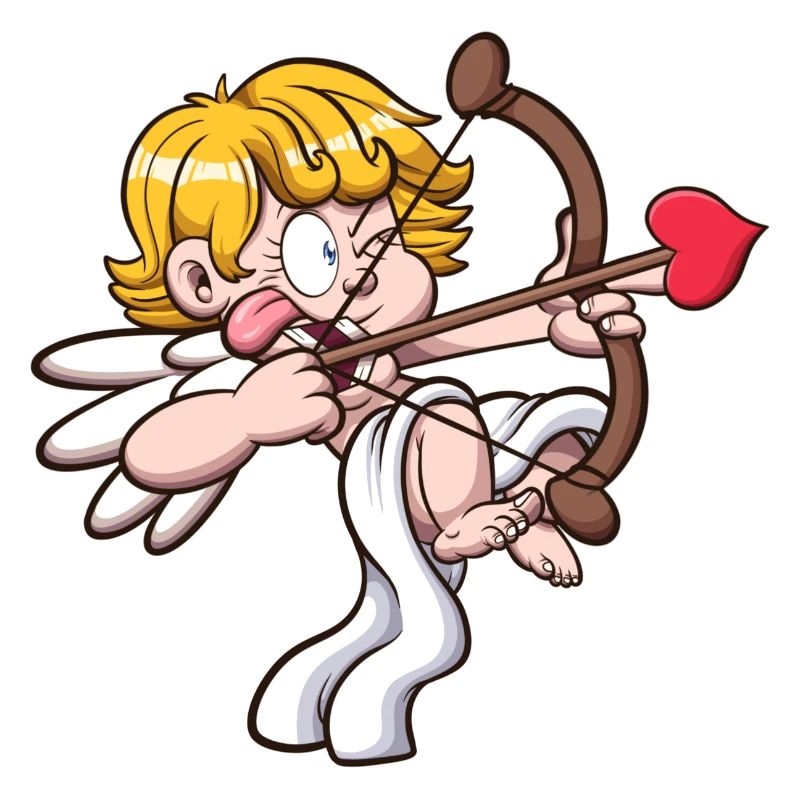 Chérubin de la Saint-Valentin visant avec un arc et une flèche