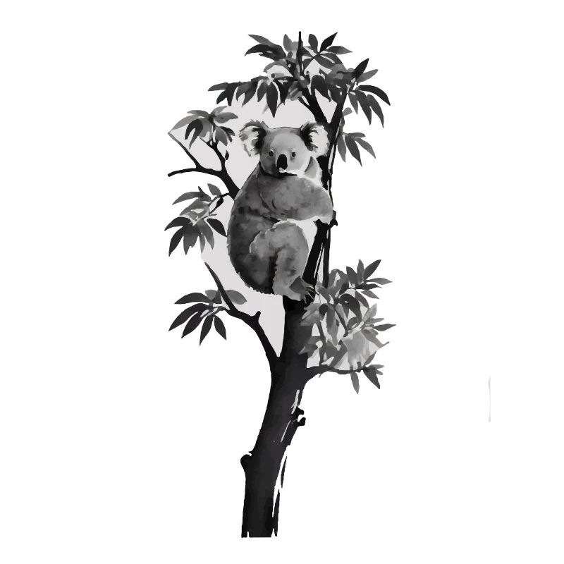 Silhouette eines Koalas, der sich an einen Baum