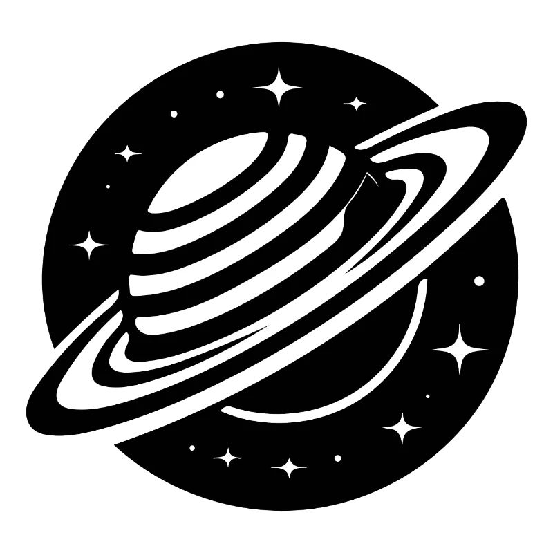 Planète spatiale Saturne avec système d’anneaux et étoiles