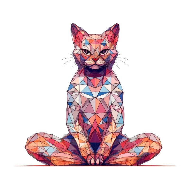 Chat polygonal multicolore