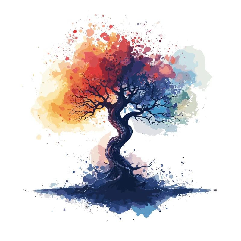 Baum bunt Aquarell Stil