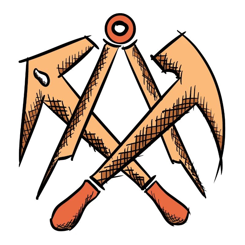 Roofer guild sign, hand-drawn. Drawing